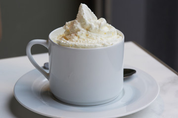 A cup of delicious cafe ou chocolat viennois