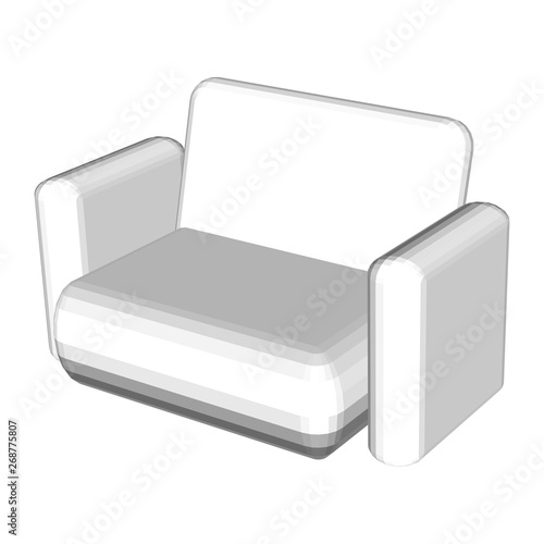 Grey Sofa Isolated White Background Retro Style Background
