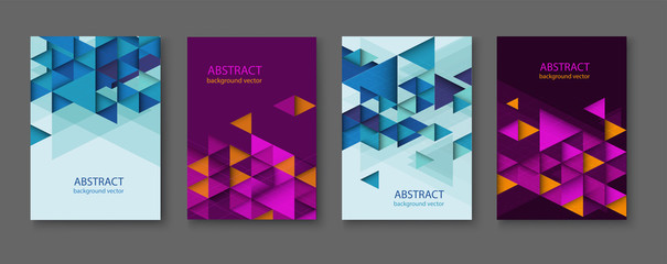 Abstract colorful geometric triangular backgrounds. brochure design templates collection with colorful geometric triangular backgrounds. vector modern flyer.