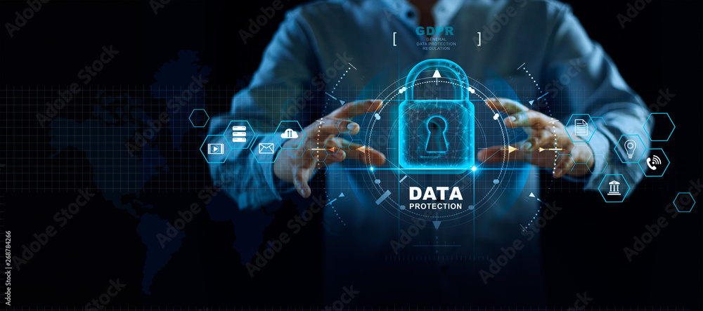 Data protection privacy concept. GDPR. EU. Cyber security network ...