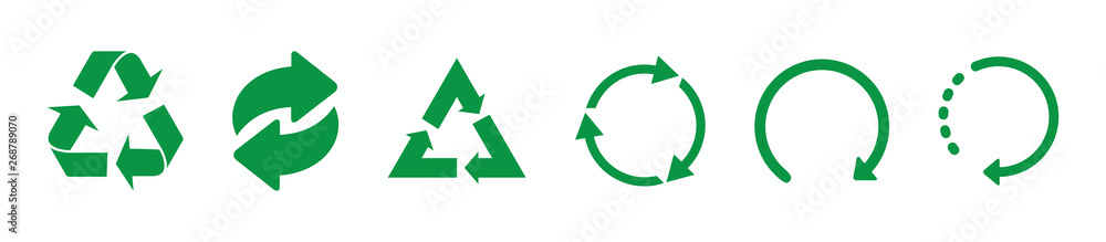 Recycle green vector icons. Recycle icons isolated on white background - obrazy, fototapety, plakaty 