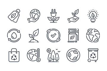 environment related line icon set. ecology and nature linear icons. eco friendly outline vector sign