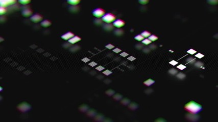 Wall Mural - 3d abstract render with detailed elements. technology and data processing theme. loopable animation 