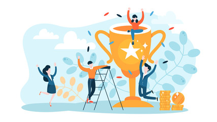 success concept. winning in competition. getting reward