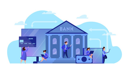 Wall Mural - Online banking web banner concept. Making financial operations