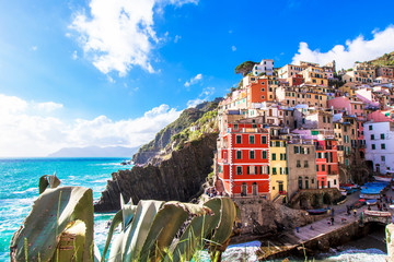 Wall Mural - Riomaggiore, a village in the Cinque Terre, italy