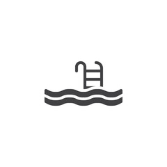 Swimming Pool vector icon. filled flat sign for mobile concept and web design. Pool ladder swim glyph icon. Symbol, logo illustration. Pixel perfect vector graphics