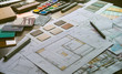 © Chaosamran_Studio - Architect designer Interior creative working hand drawing sketch plan blue print selection material color samples art tools Design Studio