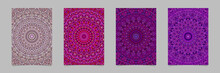 Floral Garden Mandala Pattern Flyer Background Set - Vector Meditation Page Template Graphics