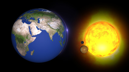 Wall Mural - animated solar system, 3d universestars of planets and galaxies in this visual element decorated by 