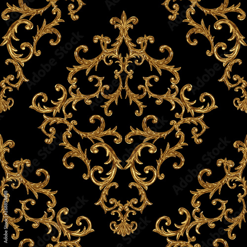 Cuadros en Lienzo Baroque golden elements ornamental seamless pattern