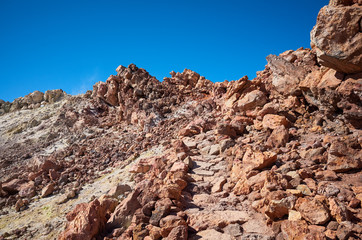 Path to the Mount Teide summit, Tenerife, Spain.