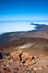 View from the Mount Teide summit, Teide National Park, Tenerife, Spain.