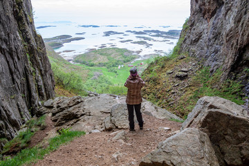 Woman hiking in the mountains