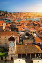 Old Town Of Trogir In Dalmatia, Croatia. Trogir Old Town. Near Split In Croatia. The Picturesque And Historical City Of Trogir In Balkan, Dalmatia, Croatia.