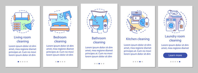 Wall Mural - home cleaning onboarding mobile app page screen, linear concepts