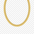 Gold chain isolated. Vector necklace