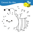 Connect the dots. Dot to dot by numbers activity for kids and toddlers. Children educational game. Cartoon bee