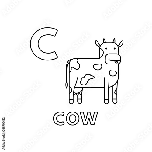 Vector Cute Cartoon Animals Alphabet Cow Coloring Pages Buy This Stock Vector And Explore Similar Vectors At Adobe Stock Adobe Stock