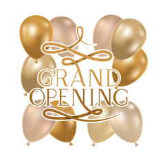 Wall Mural - grand opening label with helium balloons