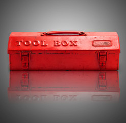 Wall Mural - Red tool box on white background