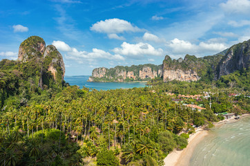 Wall Mural - View from the height on scenic exotic peninsula Railay in Krabi province in Thailand