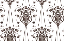 Seamless Damask Vector Vintage Pattern Flowery Vase