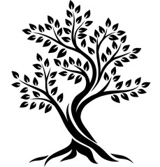 Tree silhouette on white background