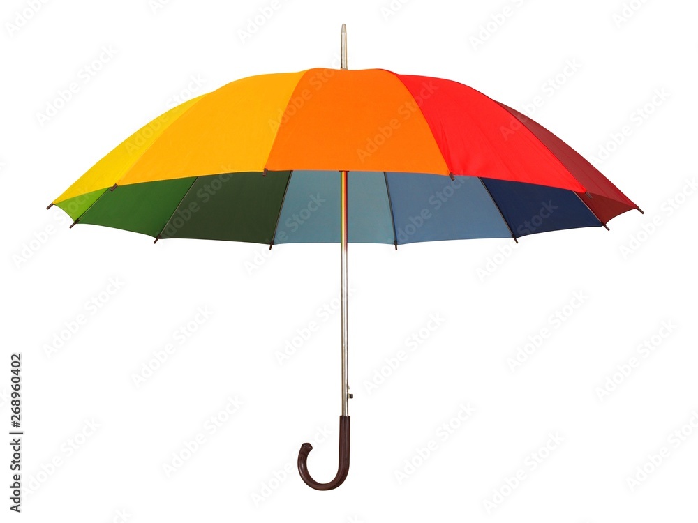 Rainbow umbrella on white - obrazy, fototapety, plakaty 