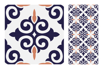 Wall Mural - vintage tiles patterns antique seamless design in Vector illustration