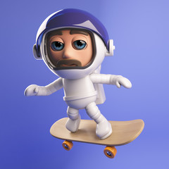 Wall Mural - Skateboarding astronaut flying through 3d space on his skateboard