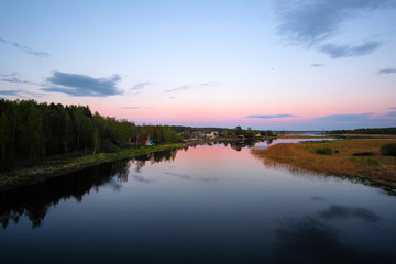 Poster - Landscape with the image of lake Seliger in Russia