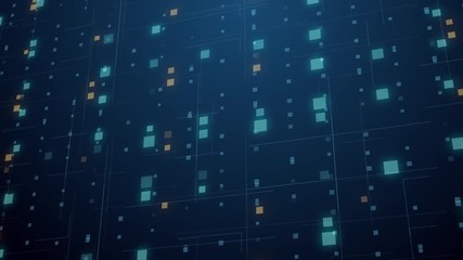 Leinwandbilder - Abstract technology floating code number digital grid motion background loop virtual reality concept