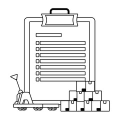 Poster - checklist over pushcart in black and white