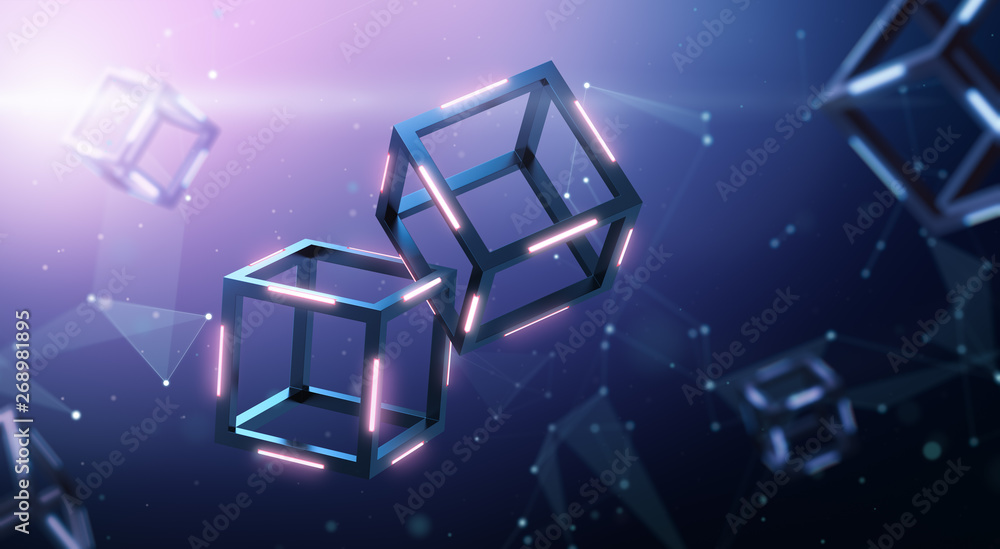 Blockchain technology with abstract background Stock Illustration ...