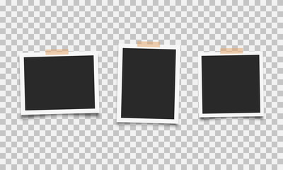 set of empty photo frames with adhesive tape