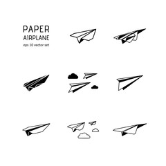 Wall Mural - Paper plane - vector icon set on white background.