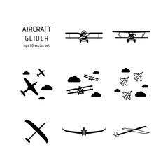 Poster - Aircraft - vector icon set on white background.