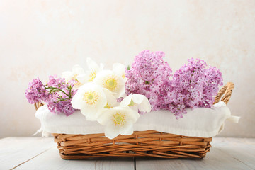 Canvas Print -  purple lilac and white anemone flower