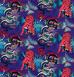 Pattern of tiger and dragon. Suitable for fabric, wrapping paper and the like. Vector illustration
