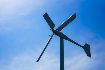 Large wind turbines are used to produce electricity. Used as a clean energy and beautiful sky