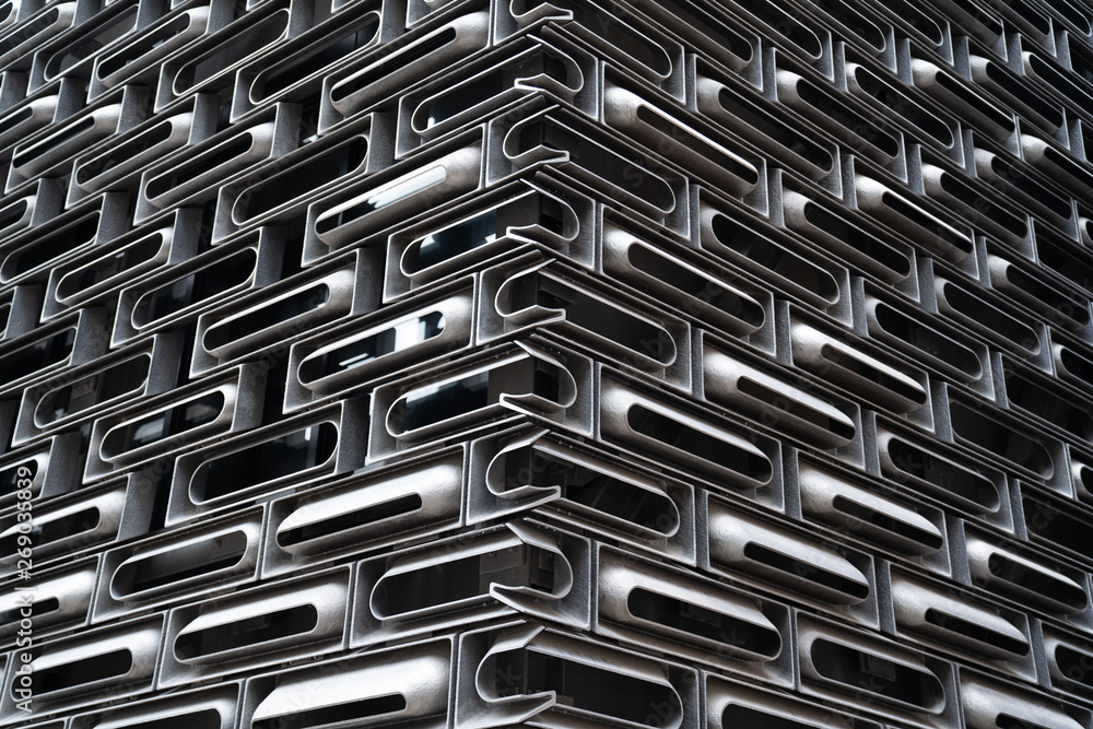 Random Facade System Cast aluminium facade unit system in random modular clad inside glass ...
