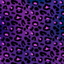 Leopard Pattern Design - Purple Drawing Seamless Pattern. Vector Illustration Background.
