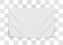Hanging Empty White Flag. Blank Flag Concept.