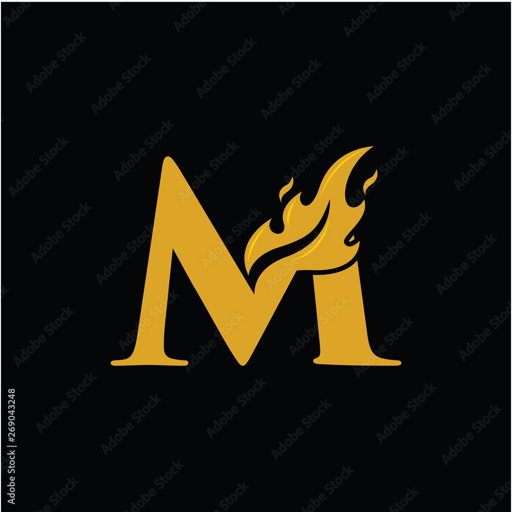 M Letter with Flame Fire logo vector Stock Vector | Adobe Stock