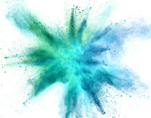 Wall Mural - Explosion of colored powder isolated on white