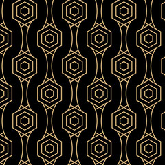 Wall Mural - Art deco seamless pattern design - gold lines on black background