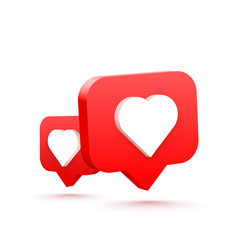 Wall Mural - 3d heart like social network. white background.