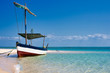 Fisherman boats typical of the coasts of Vilanculos, Mozambique. Moored on the shore of the beach Landscape. vilankulo