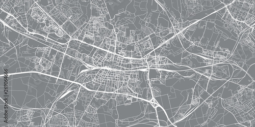 Urban vector city map of Katowice, Poland